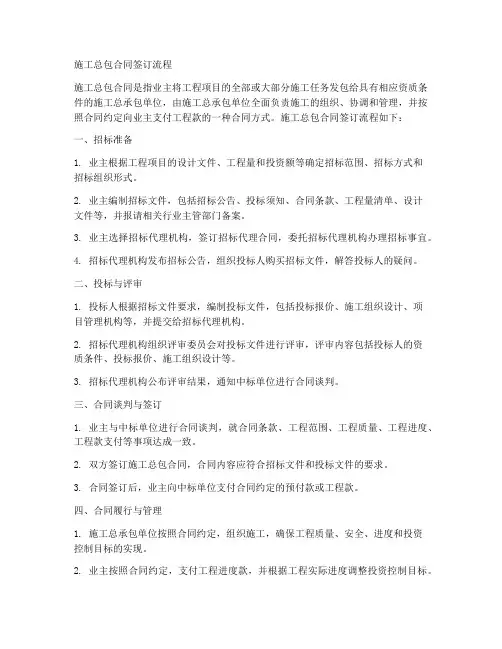 施工总包合同签订流程