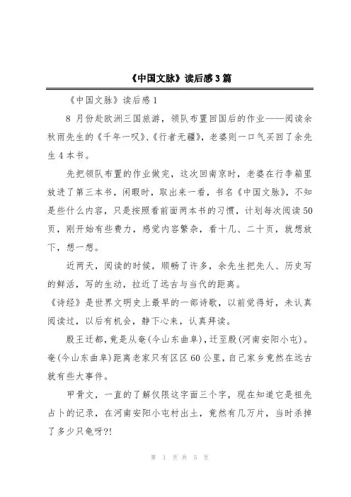 《中国文脉》读后感3篇