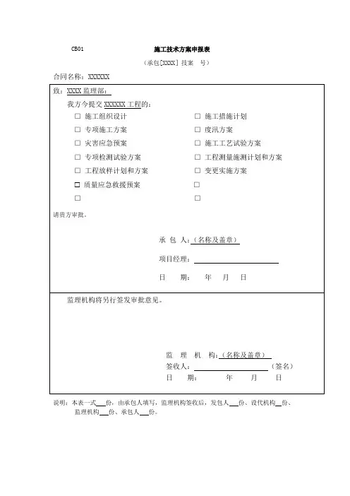 施工技术方案申报表