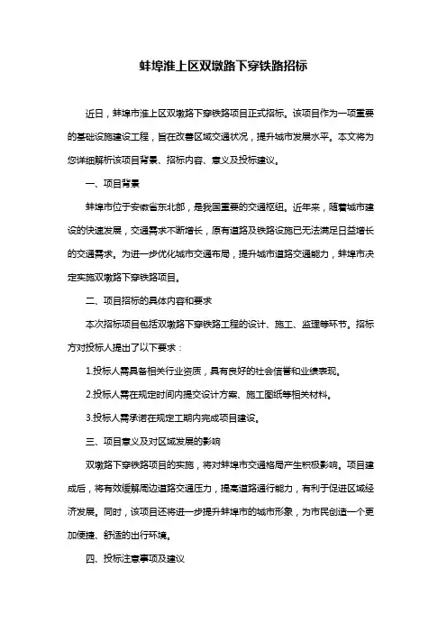 蚌埠淮上区双墩路下穿铁路招标