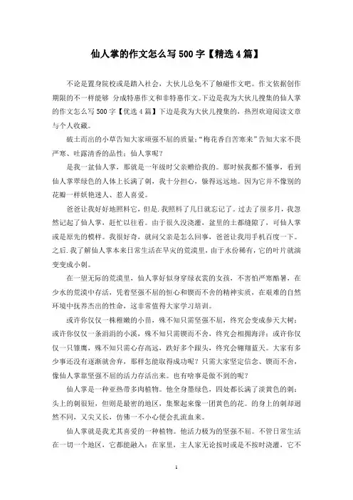 仙人掌的作文怎么写500字(4篇)