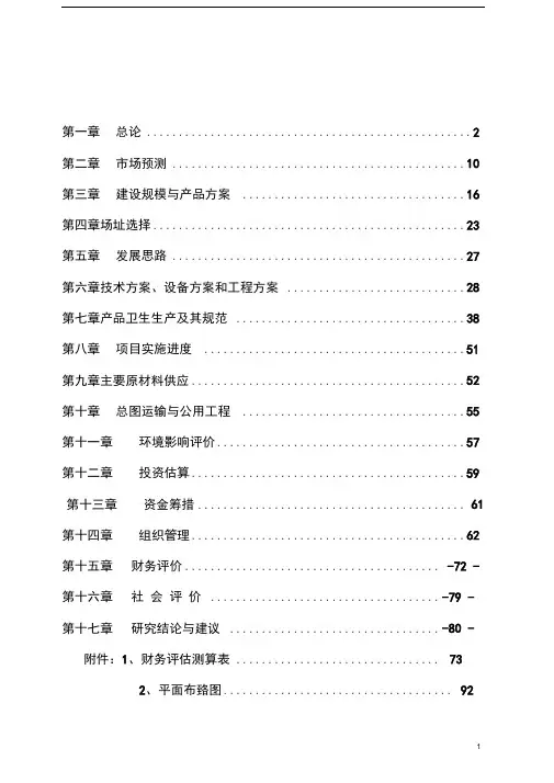 饮料厂可行性研究报告