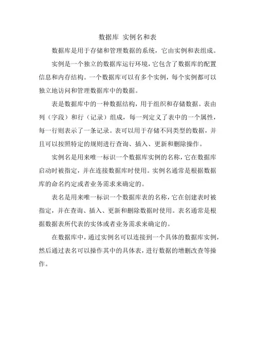 数据库 实例名和表