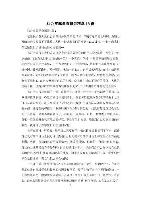 社会实践调查报告精选13篇