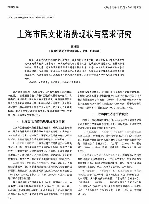 上海市民文化消费现状与需求研究
