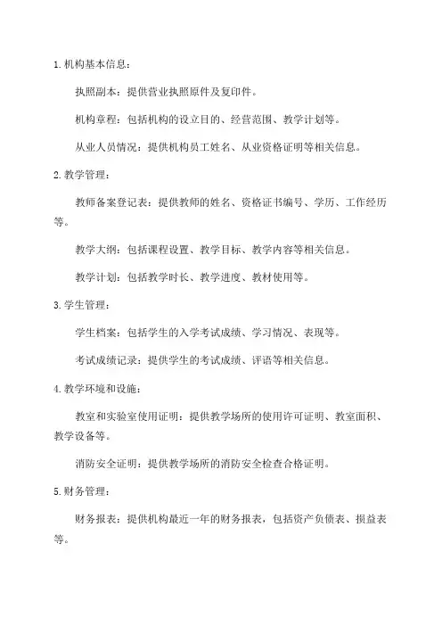 校外培训机构年检最全材料