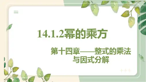 14.1.2 幂的乘方 初中数学人教版八年级上册教学课件(共22张PPT)