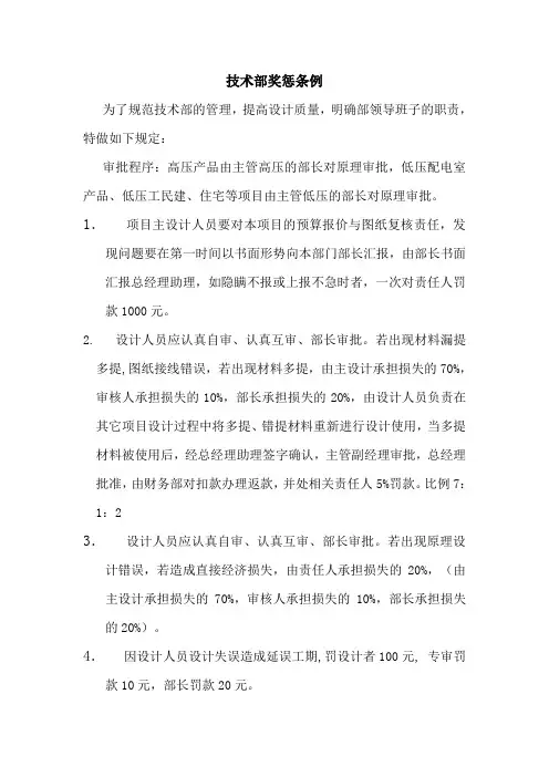 技术部奖惩条例