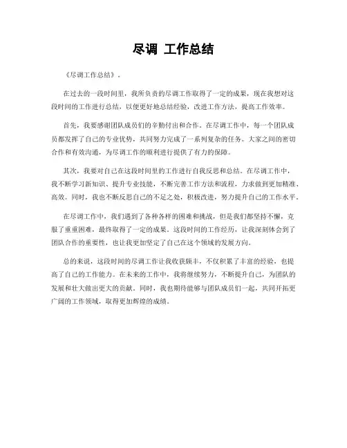 尽调 工作总结