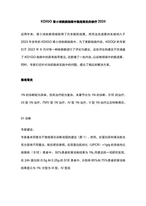 KDIGO肾小球疾病指南中狼疮肾炎的诊疗2024