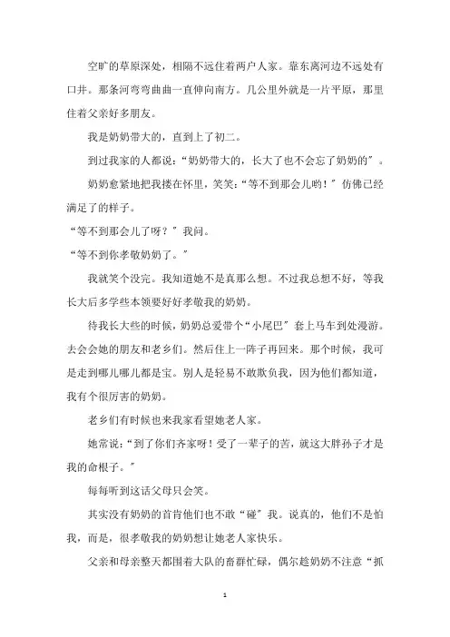 最新高中作文素材高中作文：奶奶的星星