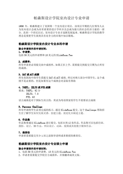 帕森斯设计学院室内设计专业申请
