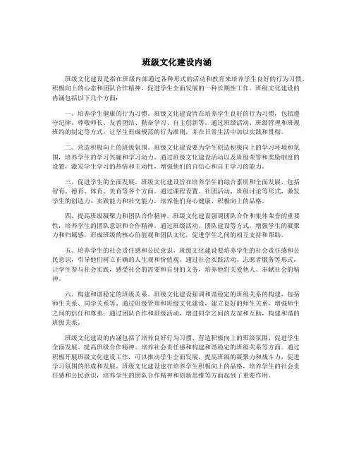 班级文化建设内涵