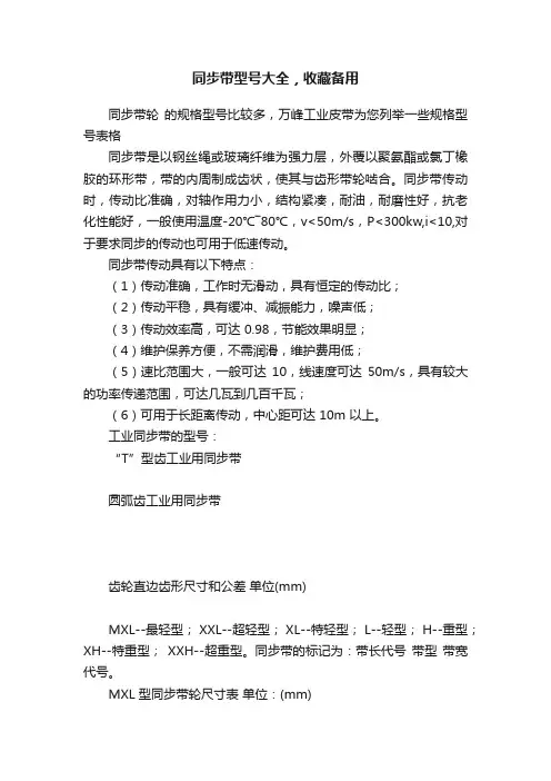 同步带型号大全，收藏备用