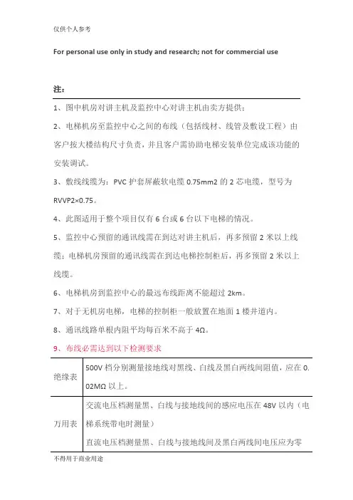 电梯五方通话布线原理图