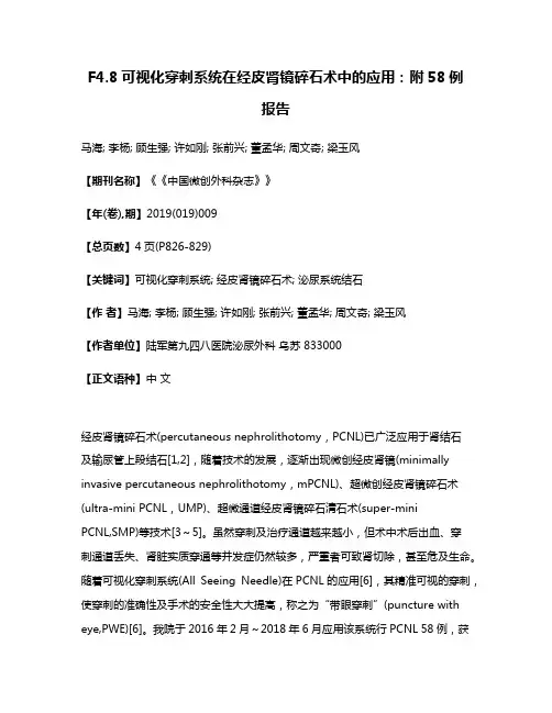 F4.8可视化穿刺系统在经皮肾镜碎石术中的应用:附58例报告