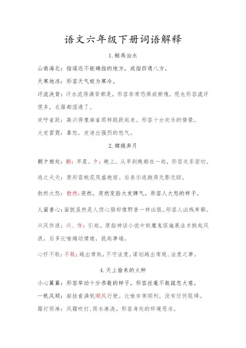 语文六年级下册词语解释