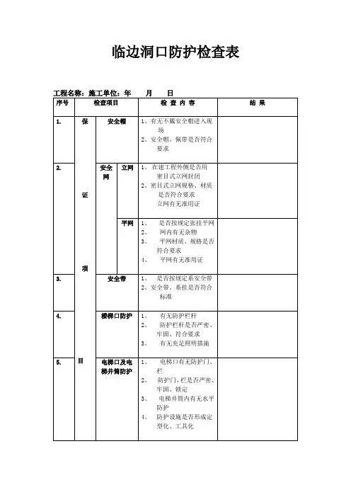 “三宝”,“四口”防护检查表