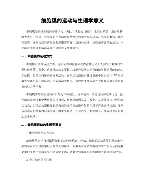 细胞膜的运动与生理学意义
