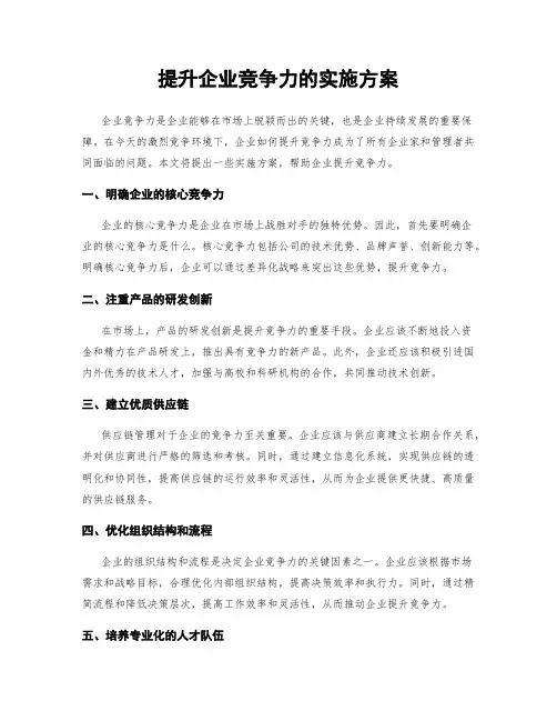 提升企业竞争力的实施方案
