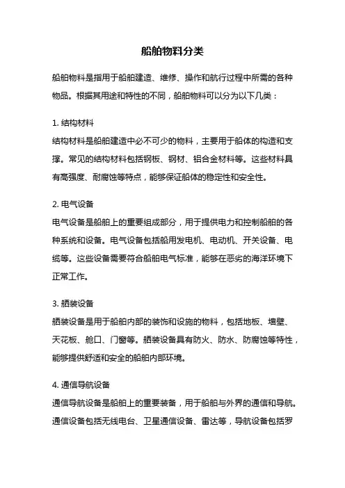 船舶物料分类