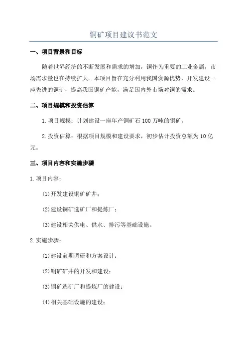 铜矿项目建议书范文