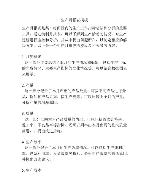 生产月报表模板