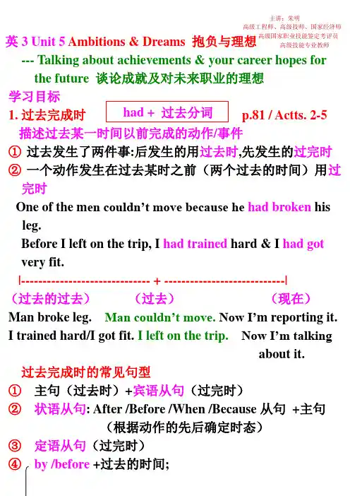 朱明zhubob开放英语3 Unit 5 Ambitions