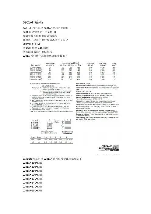 coilcraft线艺高Q值电感0805HT系列选型手册