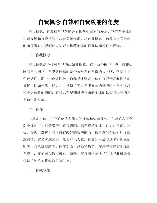 自我概念 自尊和自我效能的角度