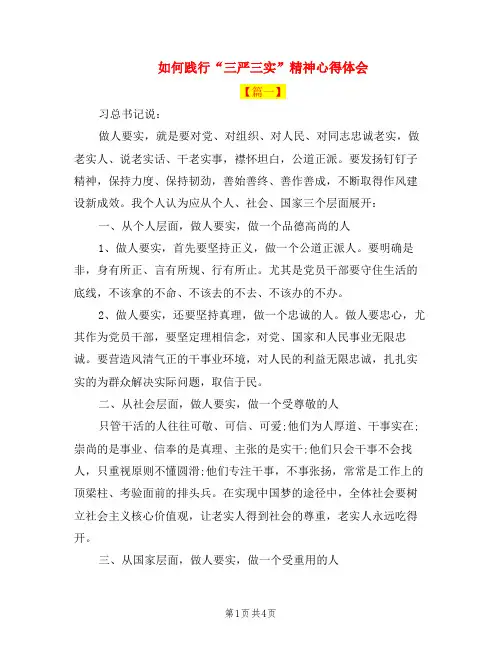 如何践行“三严三实”精神心得体会