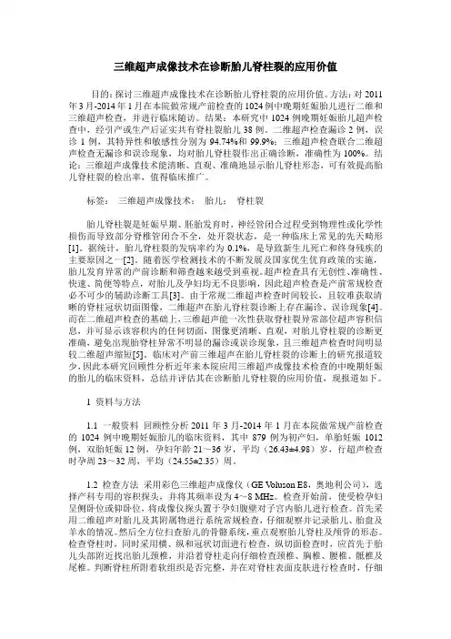 三维超声成像技术在诊断胎儿脊柱裂的应用价值