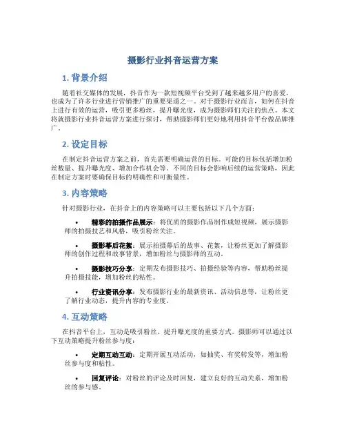 摄影行业抖音运营方案