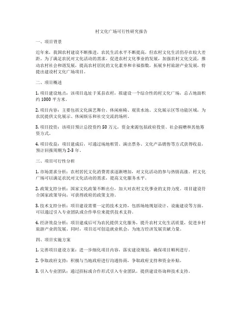村文化广场可行性研究报告