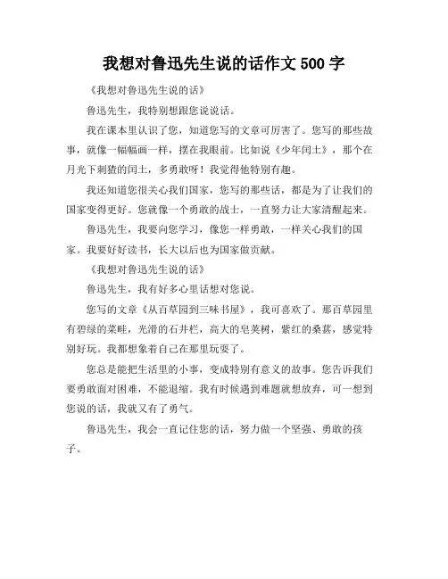 我想对鲁迅先生说的话作文500字
