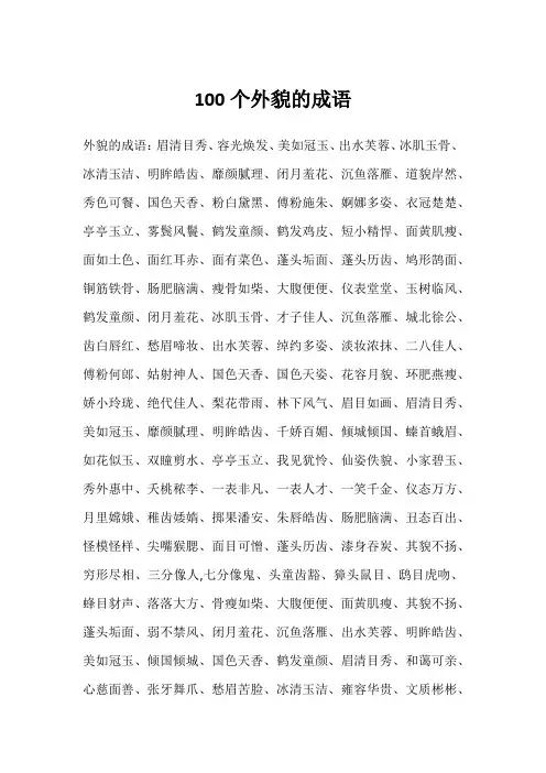 100个外貌的成语