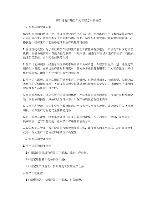 阀门铸造厂蜡型车间管理方案及流程
