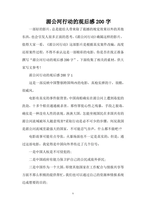 湄公河行动的观后感200字(精编版)