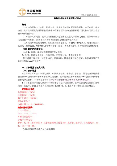 热烧伤外科主治医师考试考点