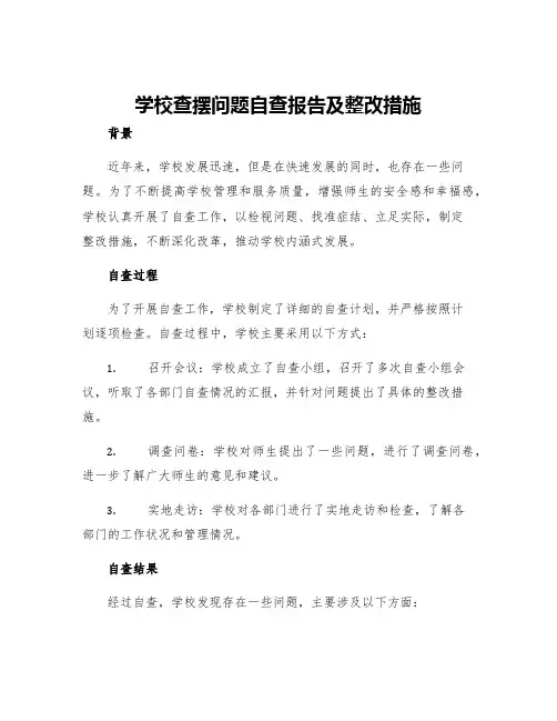 学校查摆问题自查报告及整改措施