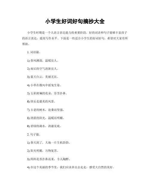 小学生好词好句摘抄大全