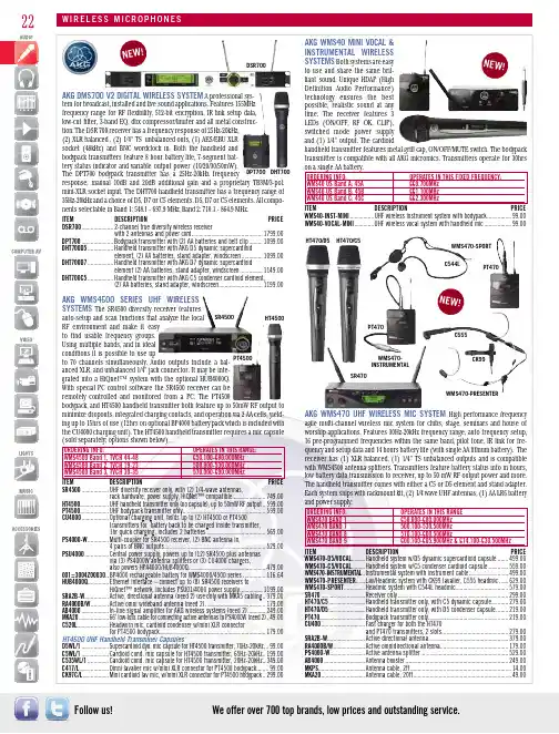 AKG WMS470 UHF 无线麦克风系统说明书
