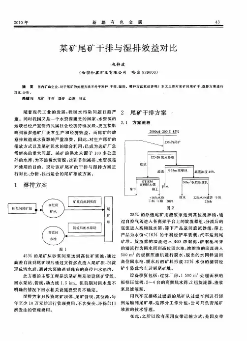 某矿尾矿干排与湿排效益对比