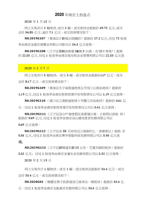 2020南京全年土拍年终汇总版