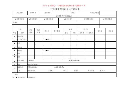 2021年(带式)一次性使用医用口罩生产流转卡1页