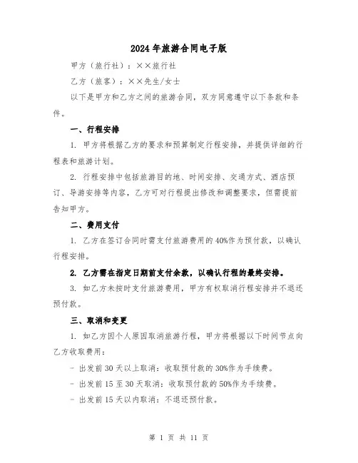 2024年旅游合同电子版(4篇)