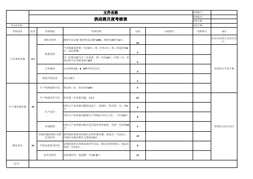 供应商月度考核表