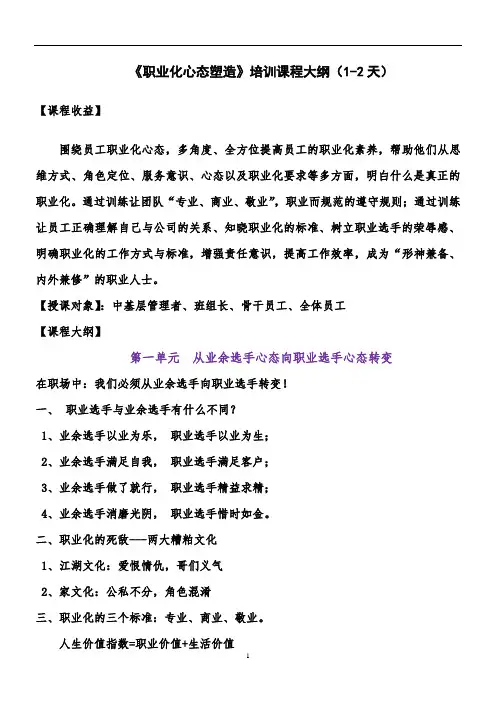 《员工职业化心态塑造》