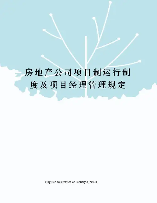 房地产公司项目制运行制度及项目经理管理规定