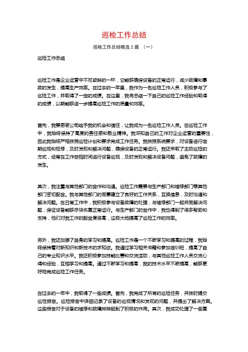 巡检工作总结2篇